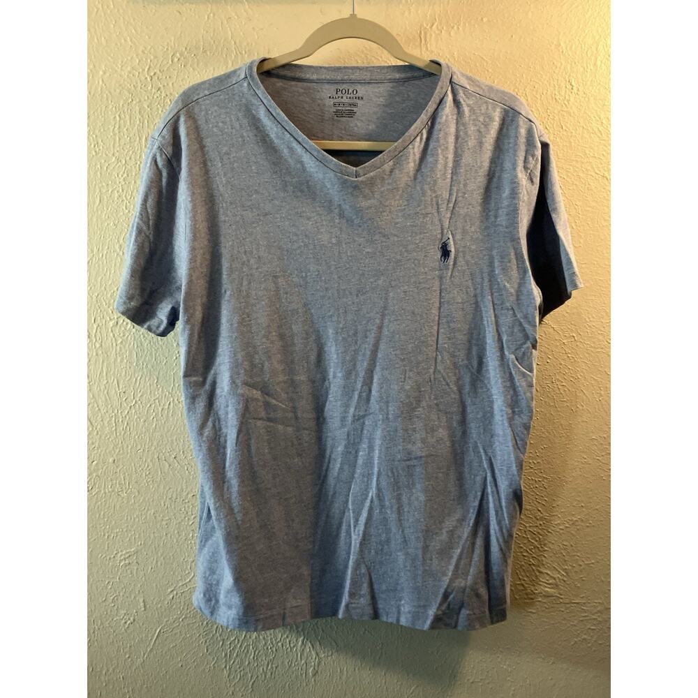 Polo Ralph Lauren V-Neck T-shirt Men’s M Blue Heathered Preppy Capsule Grunge